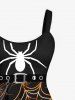 Plus Size Halloween Costume Spider Web Buckle Belt 3D Print Tank Dress -  