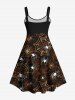 Plus Size Halloween Costume Spider Web Buckle Belt 3D Print Tank Dress -  