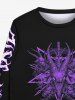 Gothic Goat Head Flame Print Sweatshirt For Men -  