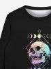 Gothic Skull Moon Print Sweatshirt For Men -  