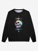 Gothic Skull Moon Print Sweatshirt For Men -  