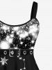 Robe de Soirée 3D Etoile Galaxie Imprimée Grande Taille à Paillettes - Noir L