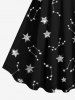 Plus Size Galaxy Star Glitter Buckle Belt 3D Print Tank Party Dress -  
