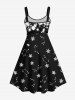 Plus Size Galaxy Star Glitter Buckle Belt 3D Print Tank Party Dress -  