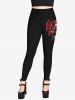 Gothic Halloween Skull Wings Bow and Arrow Print Leggings -  