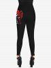 Gothic Halloween Skull Wings Bow and Arrow Print Leggings -  