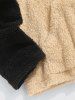 Men's Casual Daily Colorblock Cartoon Bear Patched Design Fluffy Fuzzy Textured Kangaroo Pocket Drawstring Pullover Hoodie -  
