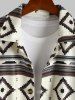 Men's Ethnic Aztec Printed Button Fly Turn-down Collar Jacket -  
