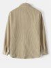 Solid Color Corduroy Long Sleeves Shirt -  