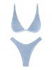 Textured High Cut Cheeky Triangle Bikini Swimwear -  