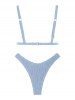 Textured High Cut Cheeky Triangle Bikini Swimwear -  
