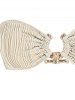 Women's Textured Metal Ring Decor Lace Up Back Tied Side Bandeau Bikini Set Two Piece Swimwear -  