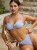 U Metal Textured Criss Cross High Leg Bikini Swimwear -  