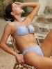 U Metal Textured Criss Cross High Leg Bikini Swimwear -  