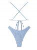 U Metal Textured Criss Cross High Leg Bikini Swimwear -  