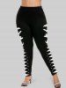 Legging 3D Chauve-souris Imprimé Tressé de Grande Taille - Noir 1X