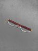 Faux Pearl Heart Crystal Pendant Lace Choker Necklace -  