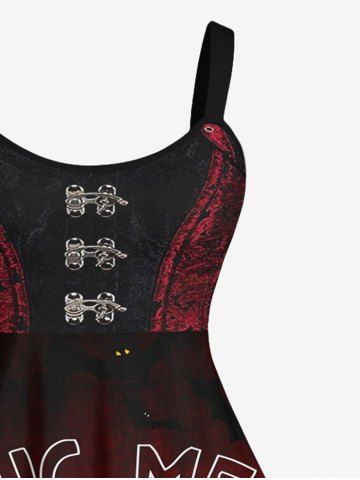 Plus Size Halloween Costume Spider Web Skull Wizard Print Tank Dress