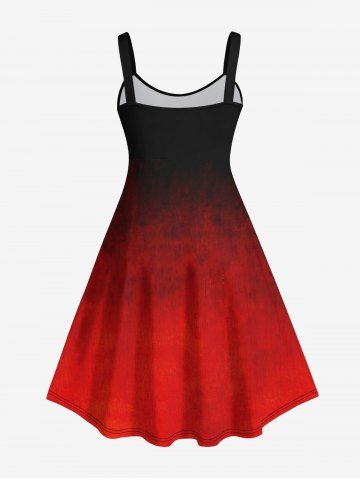 Plus Size Halloween Costume Spider Web Skull Wizard Print Tank Dress