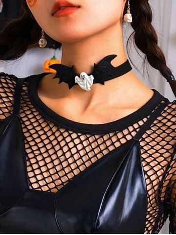 Ghost Bat Wing Choker Necklace
