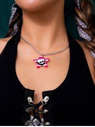 Bowknot Skull Pentagram Halloween Pendant Necklace -  