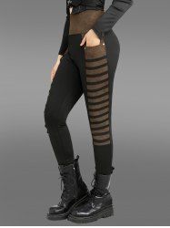 Gothic Rivet Pockets Stripe Patchwork Pants -  