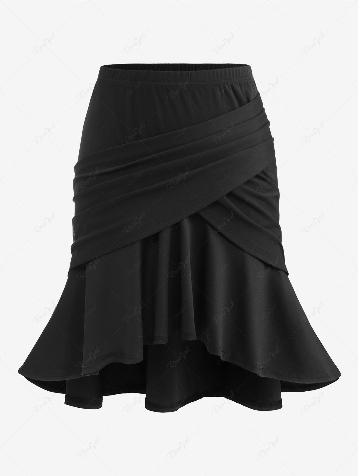 Sale Plus Size Surplice Ruched Mermaid Skirt  