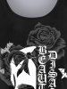Halloween Skull Rose Bowknot Letters Printed T-shirt and Leggings Plus Size Matching Set -  