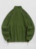 Men's BROOKLYN Letter Embroidered Fuzzy Polar Fleece Quarter Zip Stand Collar Pullover Sweatshirt -  