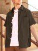 Solid Color Corduroy Short Sleeves Shirt -  