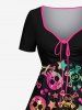 Plus Size Halloween Costume Skull Star Print Cinched Dress -  