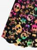 Plus Size Halloween Costume Skull Star Print Cinched Dress -  