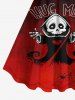 Robe D'Halloween Costume de Sorcier Crâne et Toile D'Araignée Imprimés de Grande Taille - Rouge 6X