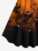 Robe D'Halloween en Blocs de Couleurs 3D Aile de Fantôme Imprimée en Cuir PU de Grande Taille - Orange 6X