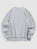 Crew Neck Drop Shoulder Jacquard Pullover Sweatshirt Drawstring Knee Length Shorts Two Piece Set -  