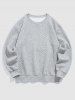 Crew Neck Drop Shoulder Jacquard Pullover Sweatshirt Drawstring Knee Length Shorts Two Piece Set -  