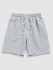 Crew Neck Drop Shoulder Jacquard Pullover Sweatshirt Drawstring Knee Length Shorts Two Piece Set -  