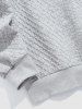Crew Neck Drop Shoulder Jacquard Pullover Sweatshirt Drawstring Knee Length Shorts Two Piece Set -  
