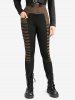 Gothic Rivet Pockets Stripe Patchwork Pants -  