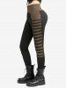Gothic Rivet Pockets Stripe Patchwork Pants -  