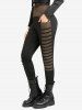 Gothic Rivet Pockets Stripe Patchwork Pants -  