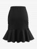 Plus Size Surplice Ruched Mermaid Skirt -  
