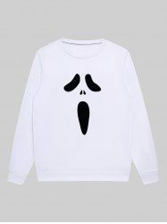 Halloween Sweat-shirt Imprimé Visage de Fantôme pour Homme - Blanc 4XL
