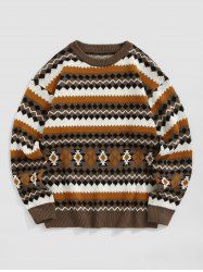 Men's Ethnic Aztec Printed Knitted Pullover Sweater -  