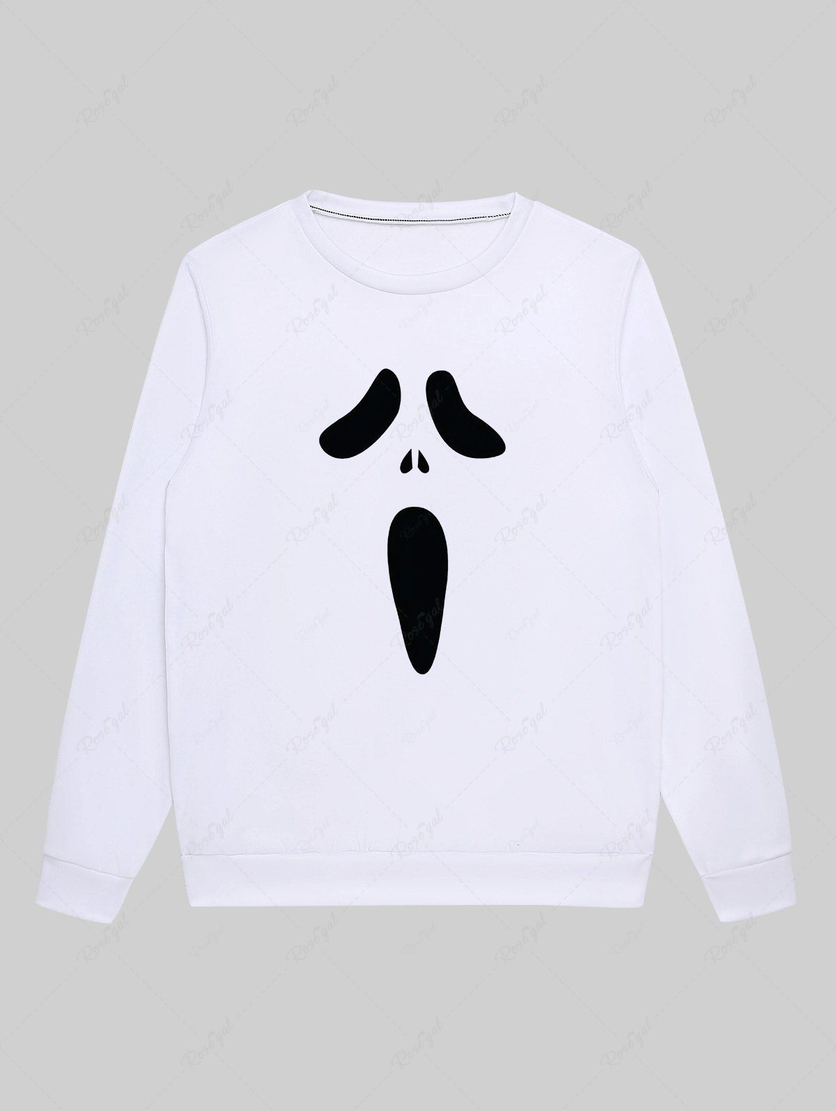 Halloween Sweat-shirt Imprimé Visage de Fantôme pour Homme Blanc 6XL