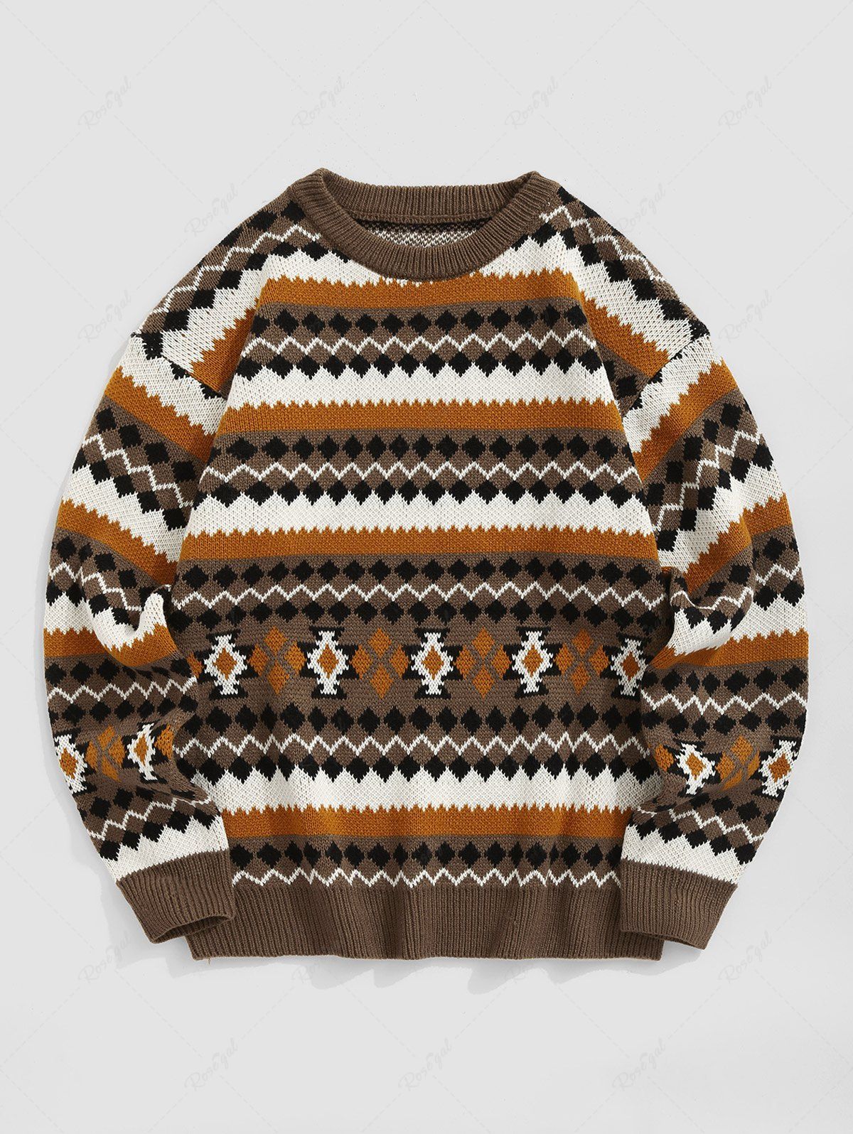 Online Men's Ethnic Aztec Printed Knitted Pullover Sweater  