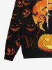 Sweat à Capuche Gothique D'Halloween Citrouille Chat Imprimés à Cordon pour Homme - Noir 4XL