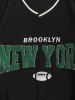 Men's Fleece Insert BROOKLYN NEW YORK Letter Embroidered Striped Ribbed V Neck Pullover Sweatshirt -  