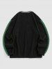 Men's Fleece Insert BROOKLYN NEW YORK Letter Embroidered Striped Ribbed V Neck Pullover Sweatshirt -  