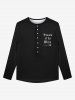 T-shirt Gothique Lettre Imprimée en Couleur Unie avec Boutons pour Homme - Noir 5XL